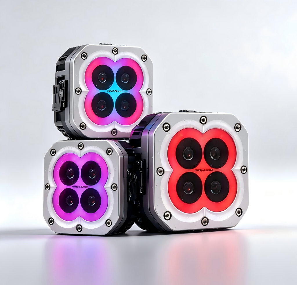مصابيح القيادة المساعدة S4 RGB LED مقاس 4 بوصات بقوة 440 واط | شعاع كاشف IP68 | التحكم عبر تطبيق البلوتوث