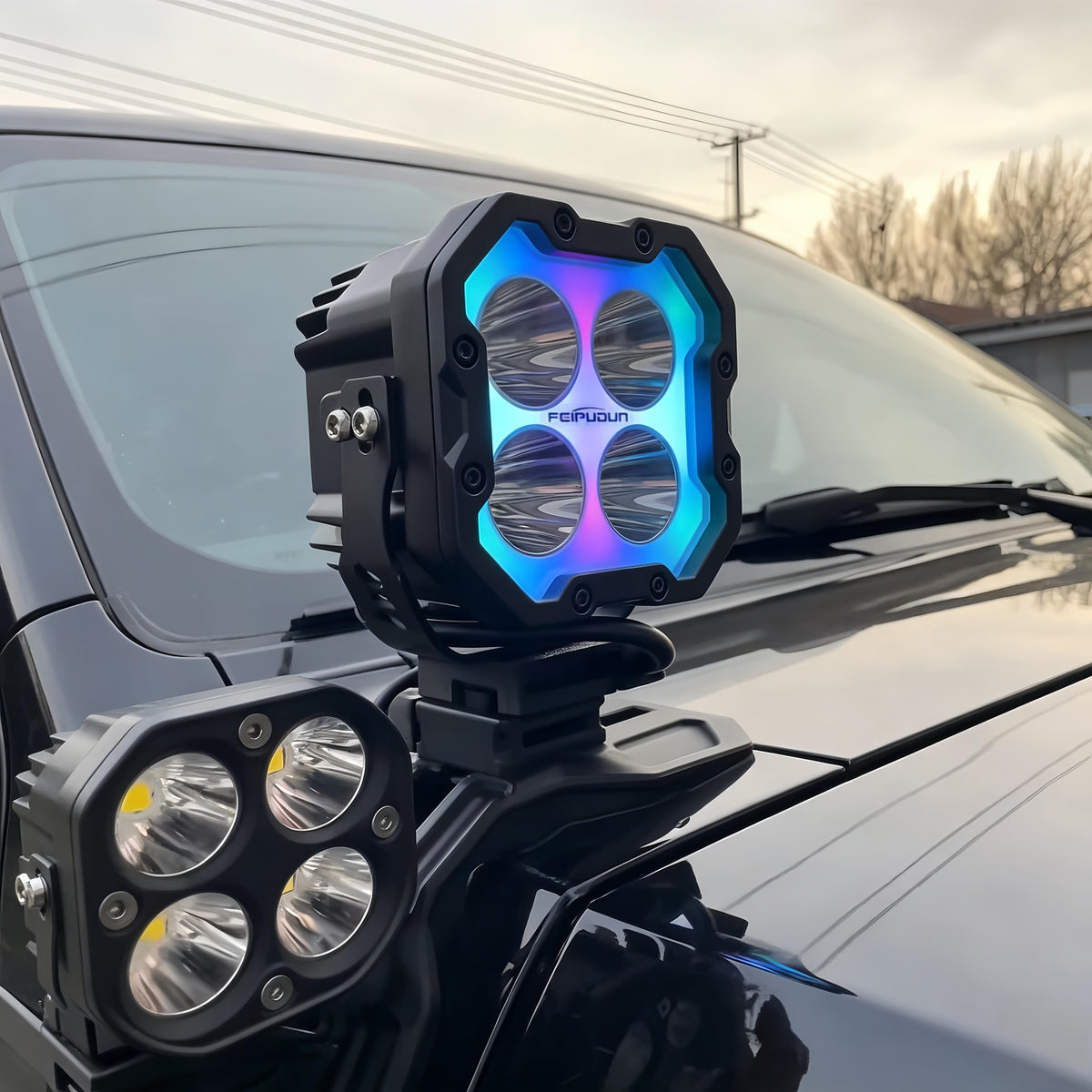 5 Inch 660W S4-Pro RGB LED Auxiliary Driving Light | App Control Color & Music Sync | IP68 Off-Road Light Bar for 4WD, Truck, ATV