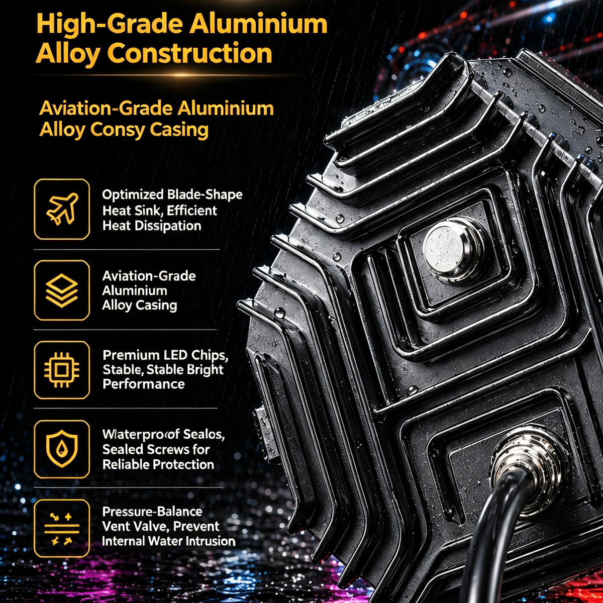 مصابيح القيادة المساعدة S4 RGB LED مقاس 4 بوصات بقوة 440 واط | شعاع كاشف IP68 | التحكم عبر تطبيق البلوتوث