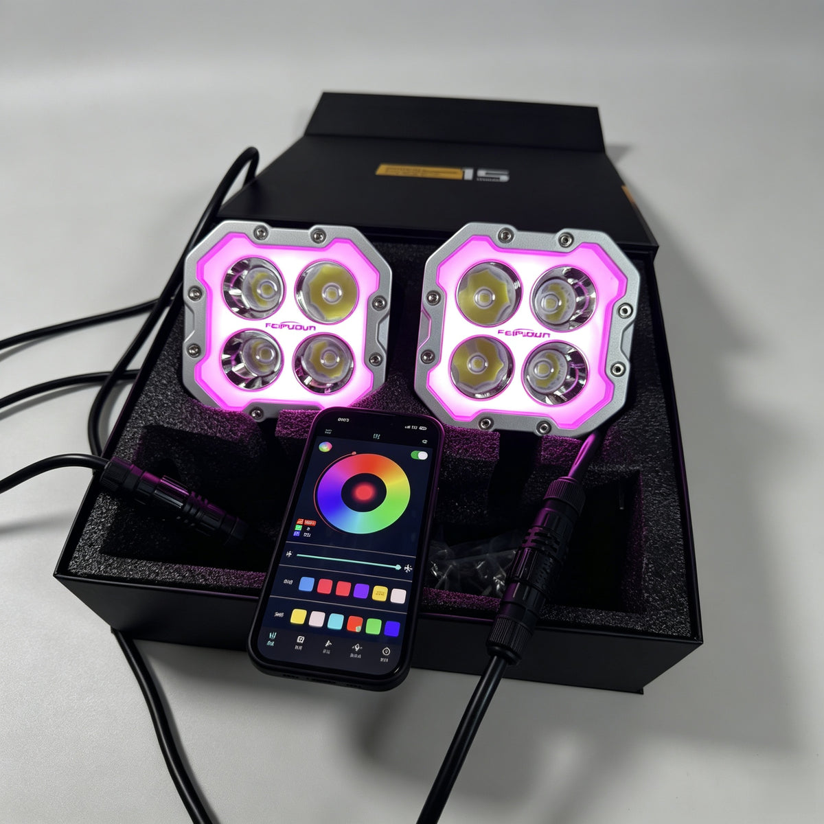 5 Inch 660W S4-Pro RGB LED Auxiliary Driving Light | App Control Color & Music Sync | IP68 Off-Road Light Bar for 4WD, Truck, ATV