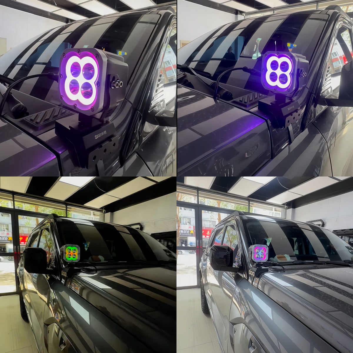 مصابيح القيادة المساعدة S4 RGB LED مقاس 4 بوصات بقوة 440 واط | شعاع كاشف IP68 | التحكم عبر تطبيق البلوتوث