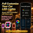 مصابيح القيادة المساعدة S4 RGB LED مقاس 4 بوصات بقوة 440 واط | شعاع كاشف IP68 | التحكم عبر تطبيق البلوتوث